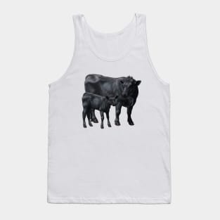 Black Angus Cow and Cute Calf Tank Top